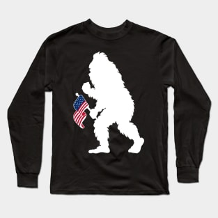 Bigfoot 4th Of July American Flag Long Sleeve T-Shirt